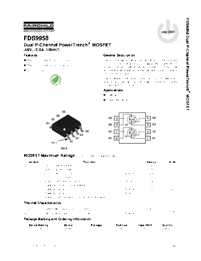 Fairchild Semiconductor fds9958  . Electronic Components Datasheets Active components Transistors Fairchild Semiconductor fds9958.pdf