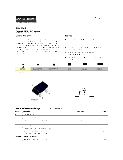 Fairchild Semiconductor fdv304p  . Electronic Components Datasheets Active components Transistors Fairchild Semiconductor fdv304p.pdf