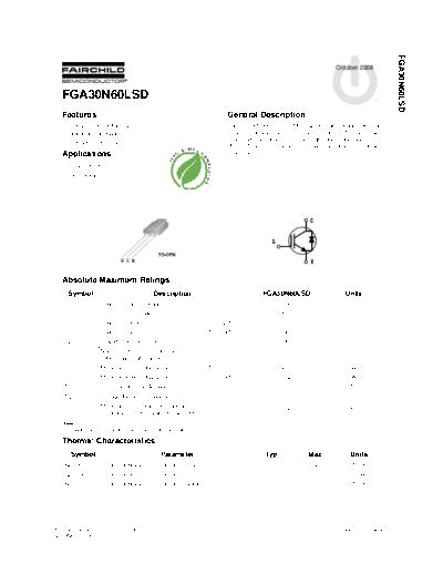 Fairchild Semiconductor fga30n60lsd  . Electronic Components Datasheets Active components Transistors Fairchild Semiconductor fga30n60lsd.pdf