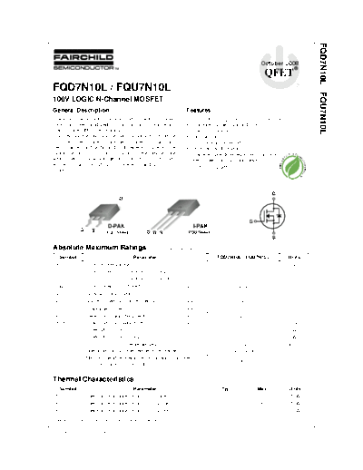 Fairchild Semiconductor fqd7n10l fqu7n10l  . Electronic Components Datasheets Active components Transistors Fairchild Semiconductor fqd7n10l_fqu7n10l.pdf
