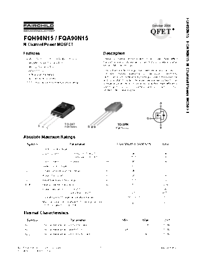 Fairchild Semiconductor fqa90n15 fqh90n15  . Electronic Components Datasheets Active components Transistors Fairchild Semiconductor fqa90n15_fqh90n15.pdf