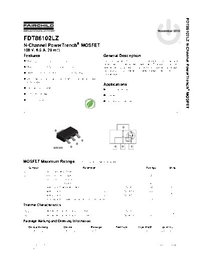 Fairchild Semiconductor fdt86102lz  . Electronic Components Datasheets Active components Transistors Fairchild Semiconductor fdt86102lz.pdf