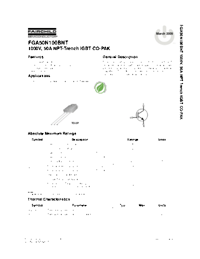 Fairchild Semiconductor fga50n100bnt  . Electronic Components Datasheets Active components Transistors Fairchild Semiconductor fga50n100bnt.pdf