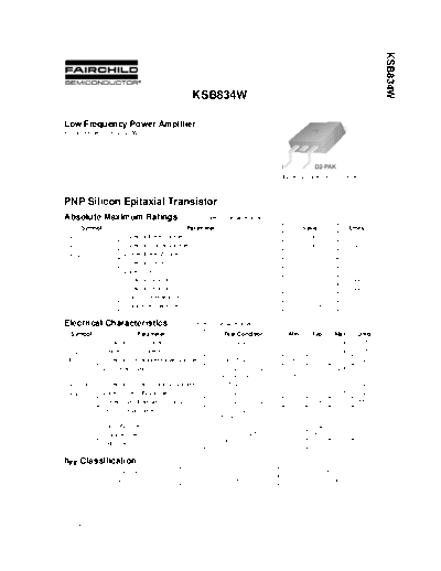 Fairchild Semiconductor ksb834w  . Electronic Components Datasheets Active components Transistors Fairchild Semiconductor ksb834w.pdf