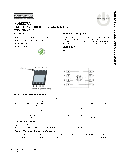 Fairchild Semiconductor fdms2672  . Electronic Components Datasheets Active components Transistors Fairchild Semiconductor fdms2672.pdf