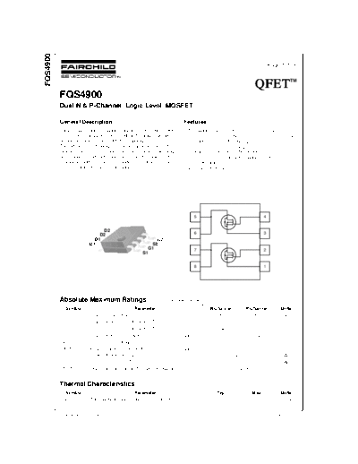 Fairchild Semiconductor fqs4900  . Electronic Components Datasheets Active components Transistors Fairchild Semiconductor fqs4900.pdf