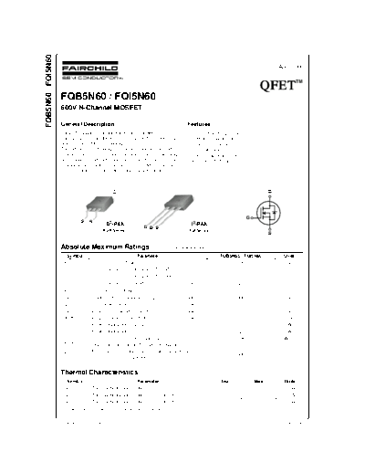 Fairchild Semiconductor fqb5n60 fqi5n60  . Electronic Components Datasheets Active components Transistors Fairchild Semiconductor fqb5n60_fqi5n60.pdf