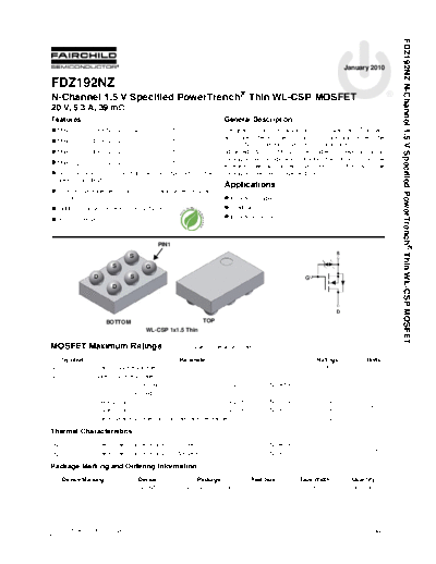 Fairchild Semiconductor fdz192nz  . Electronic Components Datasheets Active components Transistors Fairchild Semiconductor fdz192nz.pdf