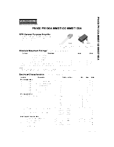 Fairchild Semiconductor mmbt100  . Electronic Components Datasheets Active components Transistors Fairchild Semiconductor mmbt100.pdf