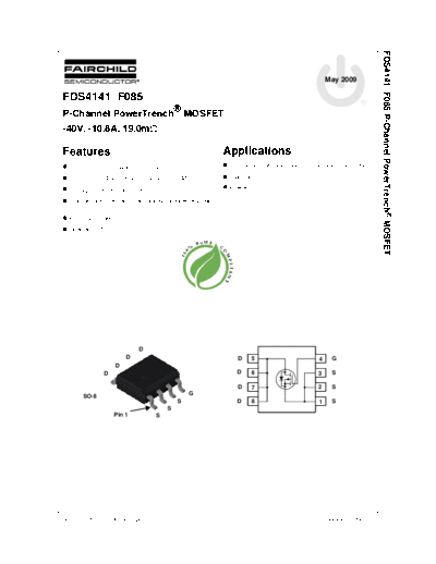 Fairchild Semiconductor fds4141 f085  . Electronic Components Datasheets Active components Transistors Fairchild Semiconductor fds4141_f085.pdf