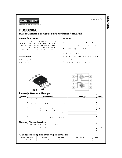 Fairchild Semiconductor fds6890a  . Electronic Components Datasheets Active components Transistors Fairchild Semiconductor fds6890a.pdf