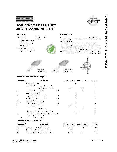 Fairchild Semiconductor fqp11n40c fqpf11n40c  . Electronic Components Datasheets Active components Transistors Fairchild Semiconductor fqp11n40c_fqpf11n40c.pdf
