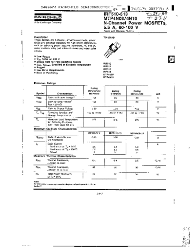 Fairchild Semiconductor irf510  . Electronic Components Datasheets Active components Transistors Fairchild Semiconductor irf510.pdf