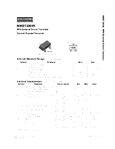 Fairchild Semiconductor mmbt3904k  . Electronic Components Datasheets Active components Transistors Fairchild Semiconductor mmbt3904k.pdf
