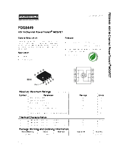 Fairchild Semiconductor fds8449  . Electronic Components Datasheets Active components Transistors Fairchild Semiconductor fds8449.pdf