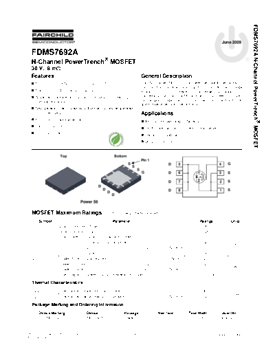 Fairchild Semiconductor fdms7692a  . Electronic Components Datasheets Active components Transistors Fairchild Semiconductor fdms7692a.pdf