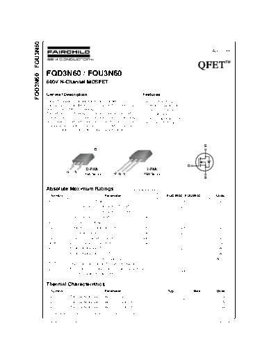 Fairchild Semiconductor fqd3n60 fqu3n60  . Electronic Components Datasheets Active components Transistors Fairchild Semiconductor fqd3n60_fqu3n60.pdf