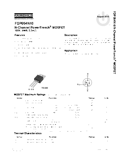 Fairchild Semiconductor fdp054n10  . Electronic Components Datasheets Active components Transistors Fairchild Semiconductor fdp054n10.pdf