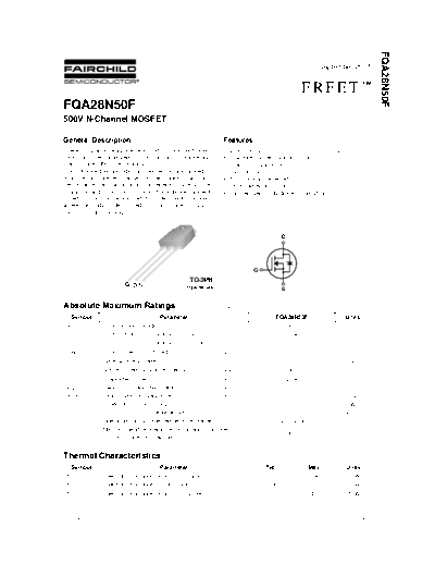 Fairchild Semiconductor fqa28n50f  . Electronic Components Datasheets Active components Transistors Fairchild Semiconductor fqa28n50f.pdf