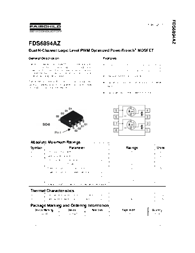 Fairchild Semiconductor fds6894az  . Electronic Components Datasheets Active components Transistors Fairchild Semiconductor fds6894az.pdf