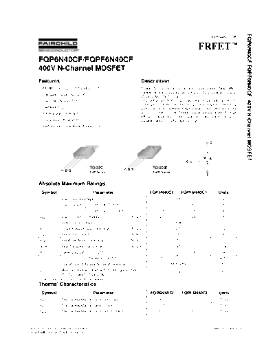 Fairchild Semiconductor fqp6n40cf fqpf6n40cf  . Electronic Components Datasheets Active components Transistors Fairchild Semiconductor fqp6n40cf_fqpf6n40cf.pdf