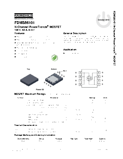 Fairchild Semiconductor fdms86101  . Electronic Components Datasheets Active components Transistors Fairchild Semiconductor fdms86101.pdf