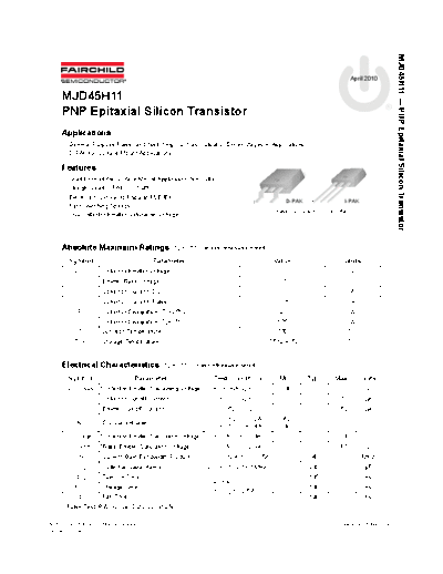 Fairchild Semiconductor mjd45h11  . Electronic Components Datasheets Active components Transistors Fairchild Semiconductor mjd45h11.pdf