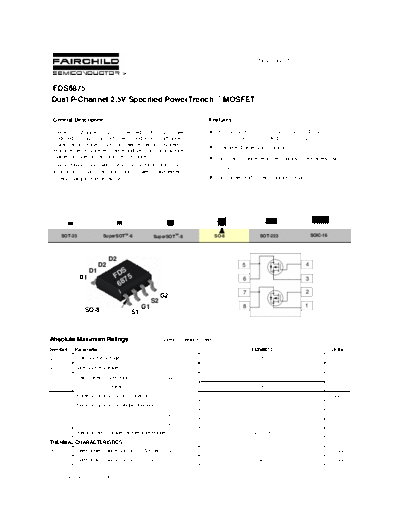 Fairchild Semiconductor fds6875  . Electronic Components Datasheets Active components Transistors Fairchild Semiconductor fds6875.pdf