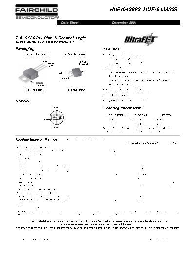 Fairchild Semiconductor huf76439s3s  . Electronic Components Datasheets Active components Transistors Fairchild Semiconductor huf76439s3s.pdf