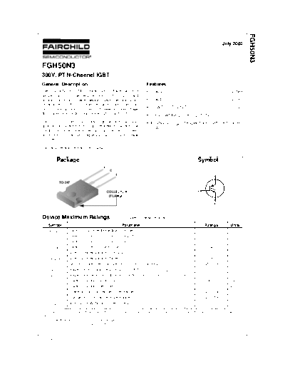 Fairchild Semiconductor fgh50n3  . Electronic Components Datasheets Active components Transistors Fairchild Semiconductor fgh50n3.pdf