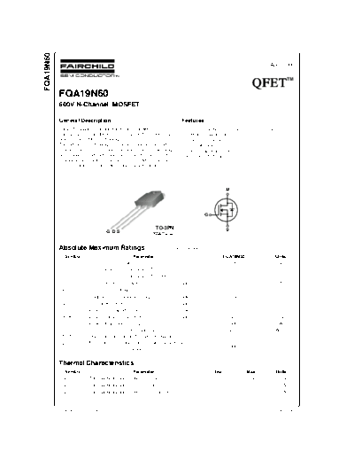 Fairchild Semiconductor fqa19n60  . Electronic Components Datasheets Active components Transistors Fairchild Semiconductor fqa19n60.pdf