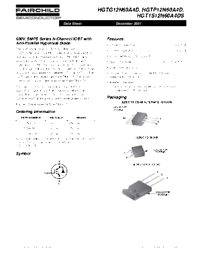 Fairchild Semiconductor hgtg12n60a4d hgtp12n60a4d hgt1s12n60a4d  . Electronic Components Datasheets Active components Transistors Fairchild Semiconductor hgtg12n60a4d_hgtp12n60a4d_hgt1s12n60a4d.pdf