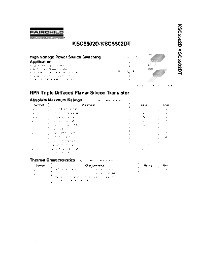 Fairchild Semiconductor ksc5502d-dt  . Electronic Components Datasheets Active components Transistors Fairchild Semiconductor ksc5502d-dt.pdf