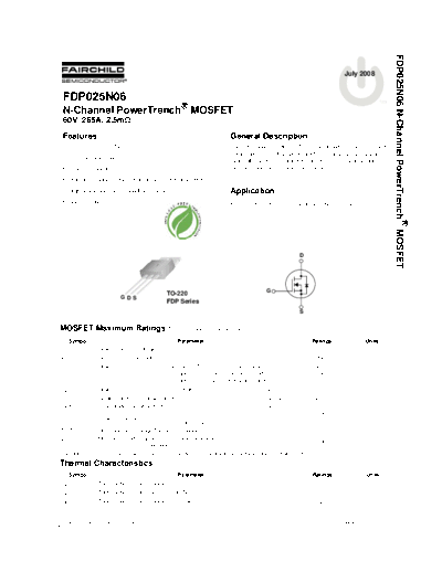 Fairchild Semiconductor fdp025n06  . Electronic Components Datasheets Active components Transistors Fairchild Semiconductor fdp025n06.pdf