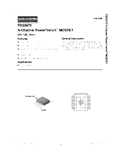 Fairchild Semiconductor fds5672  . Electronic Components Datasheets Active components Transistors Fairchild Semiconductor fds5672.pdf