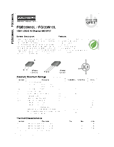 Fairchild Semiconductor fqb33n10l fqi33n10l  . Electronic Components Datasheets Active components Transistors Fairchild Semiconductor fqb33n10l_fqi33n10l.pdf