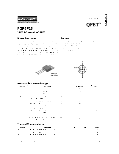 Fairchild Semiconductor fqp9p25  . Electronic Components Datasheets Active components Transistors Fairchild Semiconductor fqp9p25.pdf