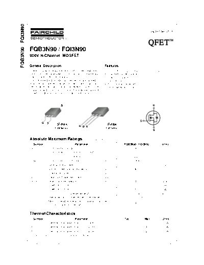 Fairchild Semiconductor fqb3n90 fqi3n90  . Electronic Components Datasheets Active components Transistors Fairchild Semiconductor fqb3n90_fqi3n90.pdf