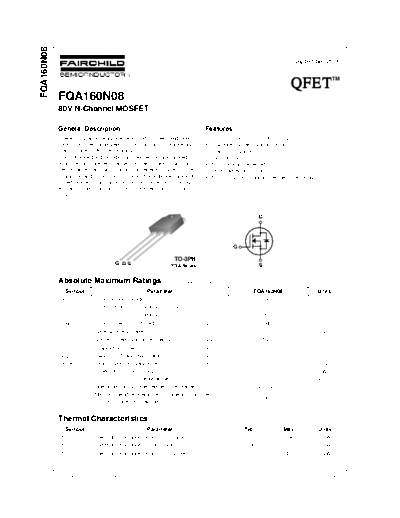 Fairchild Semiconductor fqa160n08  . Electronic Components Datasheets Active components Transistors Fairchild Semiconductor fqa160n08.pdf