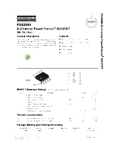 Fairchild Semiconductor fds8984  . Electronic Components Datasheets Active components Transistors Fairchild Semiconductor fds8984.pdf