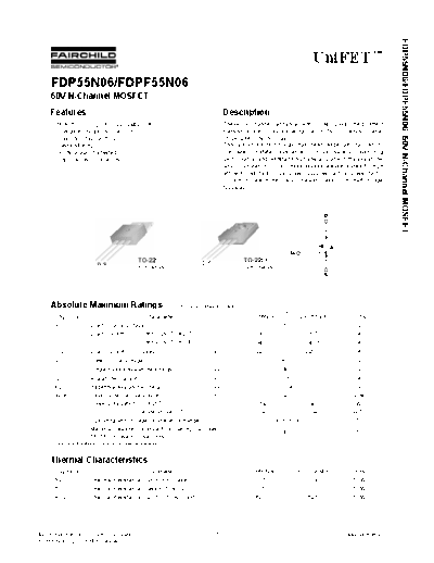 Fairchild Semiconductor fdp55n06 fdpf55n06  . Electronic Components Datasheets Active components Transistors Fairchild Semiconductor fdp55n06_fdpf55n06.pdf