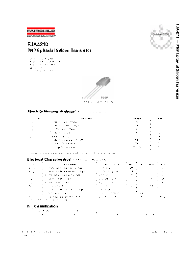 Fairchild Semiconductor fja4210  . Electronic Components Datasheets Active components Transistors Fairchild Semiconductor fja4210.pdf