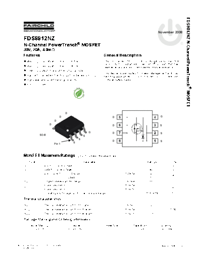 Fairchild Semiconductor fds8812nz  . Electronic Components Datasheets Active components Transistors Fairchild Semiconductor fds8812nz.pdf