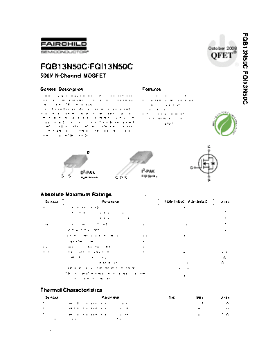 Fairchild Semiconductor fqb13n50c fqi13n50c  . Electronic Components Datasheets Active components Transistors Fairchild Semiconductor fqb13n50c_fqi13n50c.pdf