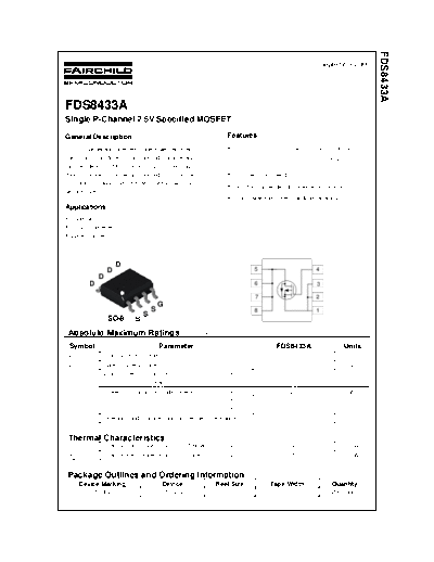 Fairchild Semiconductor fds8433a  . Electronic Components Datasheets Active components Transistors Fairchild Semiconductor fds8433a.pdf