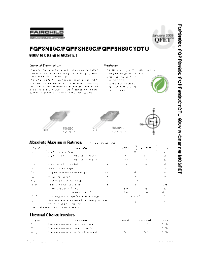 Fairchild Semiconductor fqp8n80c fqpf8n80c fqpf8n80cydtu  . Electronic Components Datasheets Active components Transistors Fairchild Semiconductor fqp8n80c_fqpf8n80c_fqpf8n80cydtu.pdf