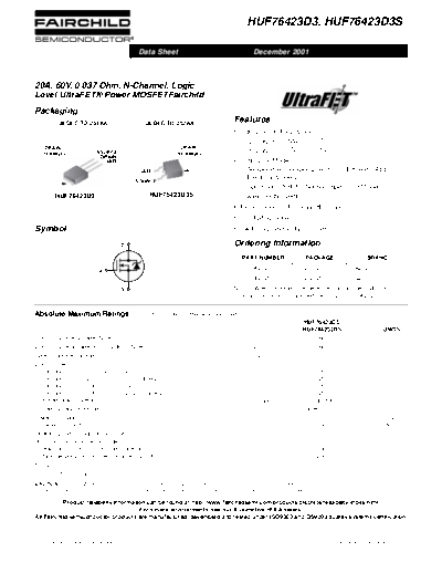 Fairchild Semiconductor huf76423d3s  . Electronic Components Datasheets Active components Transistors Fairchild Semiconductor huf76423d3s.pdf