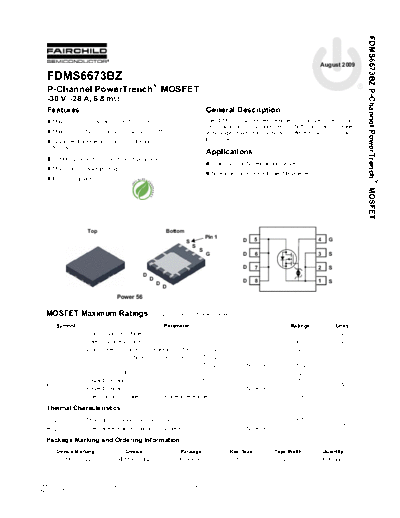 Fairchild Semiconductor fdms6673bz  . Electronic Components Datasheets Active components Transistors Fairchild Semiconductor fdms6673bz.pdf