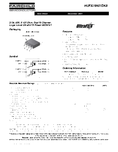 Fairchild Semiconductor hufa76407dk8t  . Electronic Components Datasheets Active components Transistors Fairchild Semiconductor hufa76407dk8t.pdf
