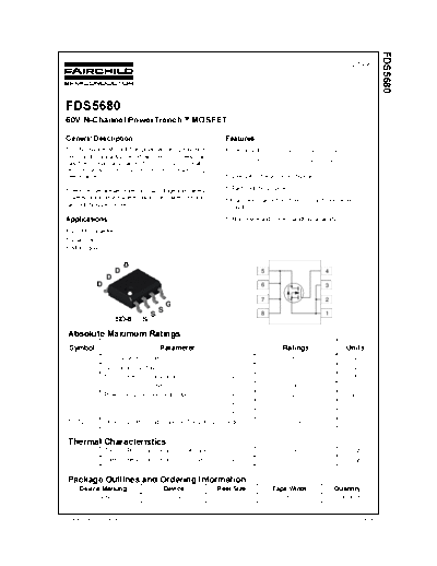Fairchild Semiconductor fds5680  . Electronic Components Datasheets Active components Transistors Fairchild Semiconductor fds5680.pdf